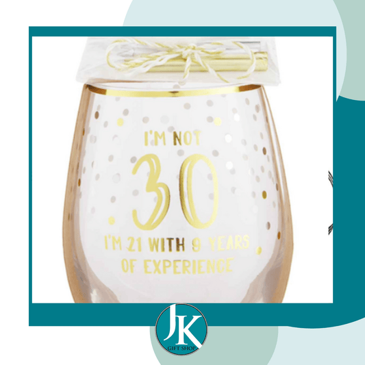 30th Birthday Wine Glass With Candles Set