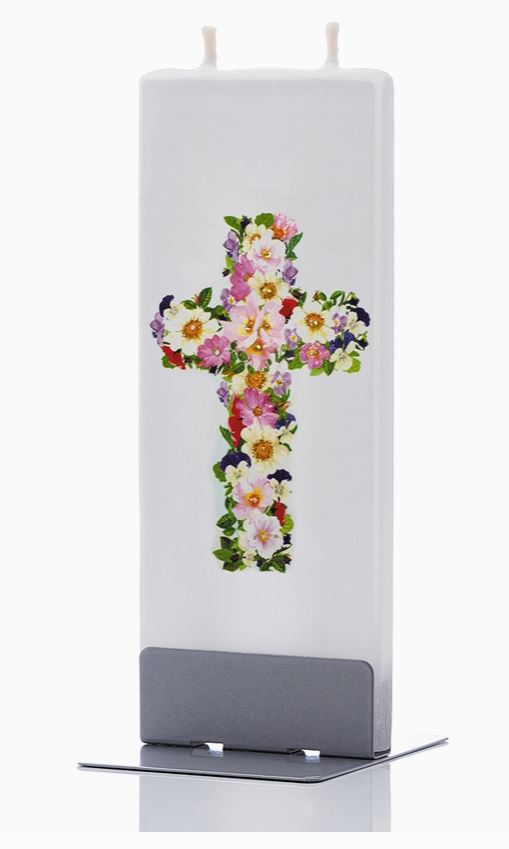 Flower Cross Flat Candle