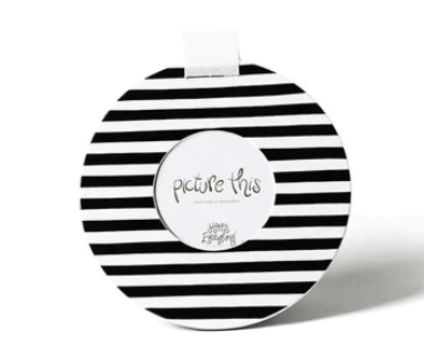 Black Medium Stripe Mini Round Frame Happy Everything