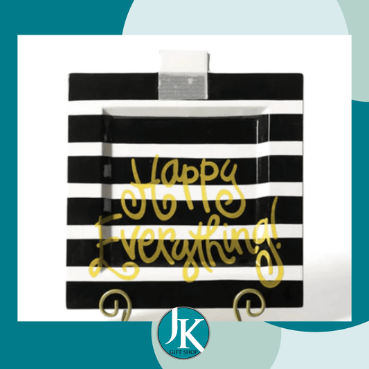 Black Stripe Happy Everything Big Square Platter