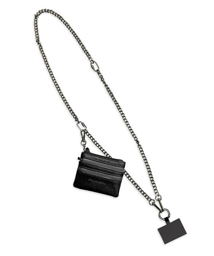 Clip & Go Gun metal Chain & Pouch black