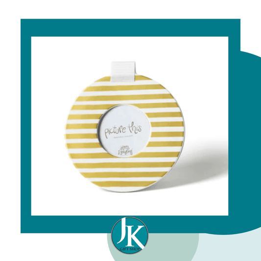 Gold Medium Stripe Mini Round Frame Happy Everything