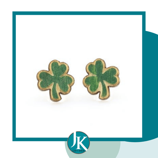 Green Stud Shamrock Earrings