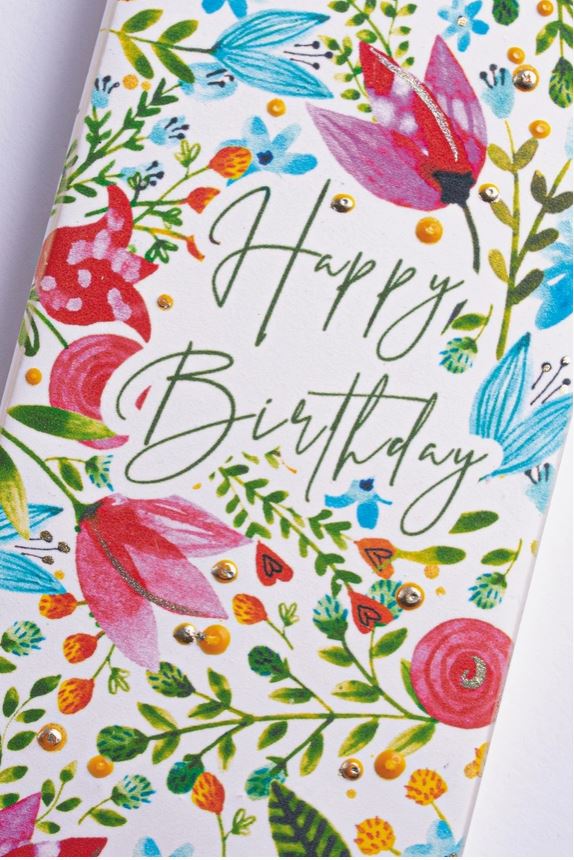 Happy Birthday Floral Flat Candle