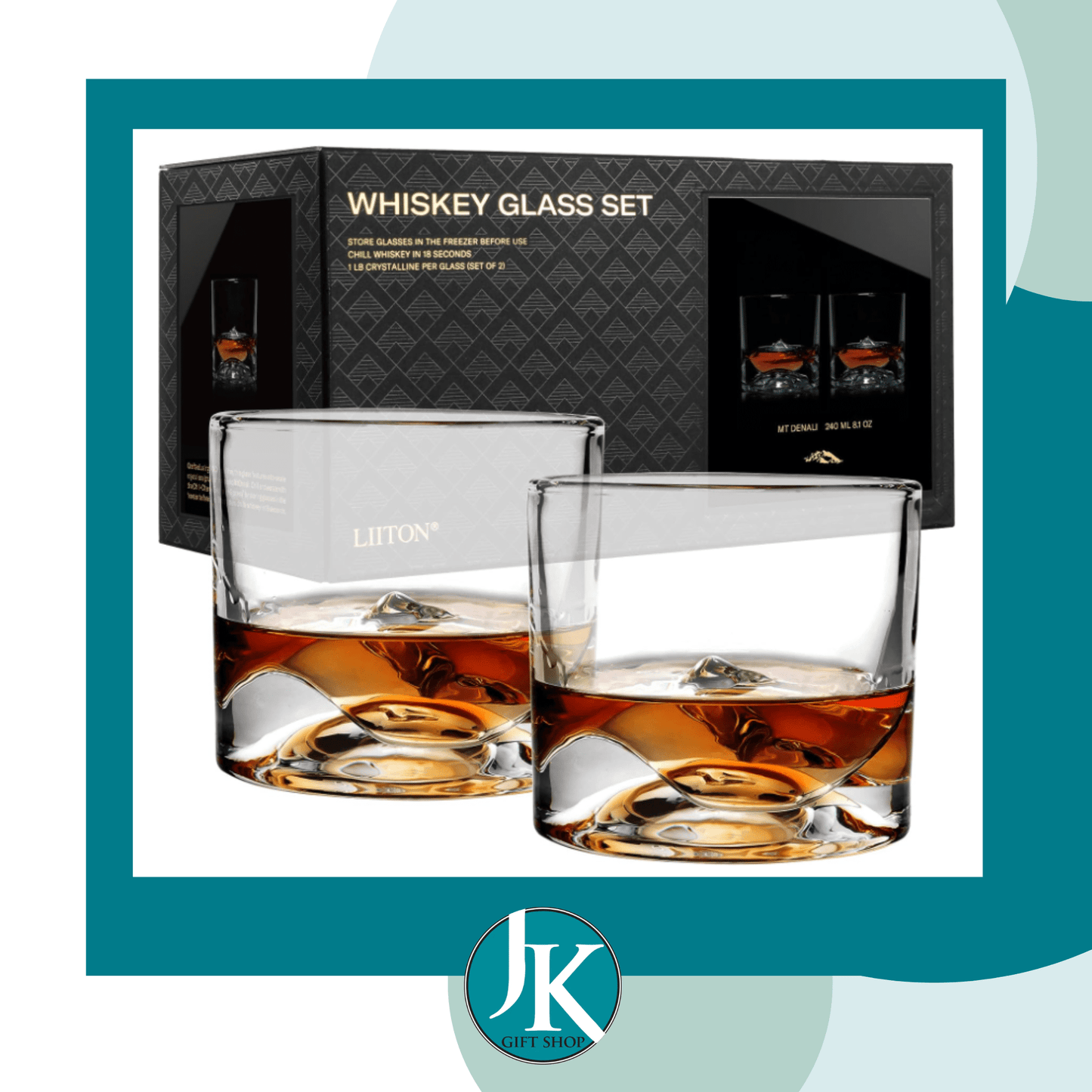 Mt Denali Whiskey Glasses Boxed Set of 2