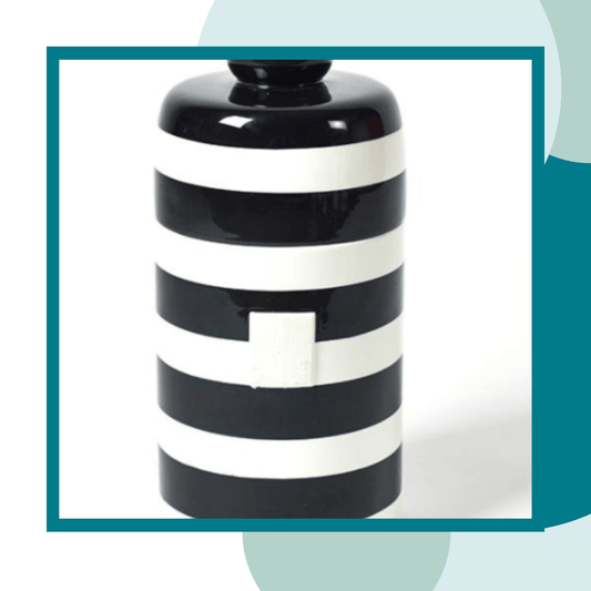 Retired Black Stripe Mini Canister Happy Everything