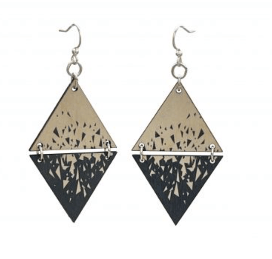 Shattered Triangle Wooden Dangle Earrings