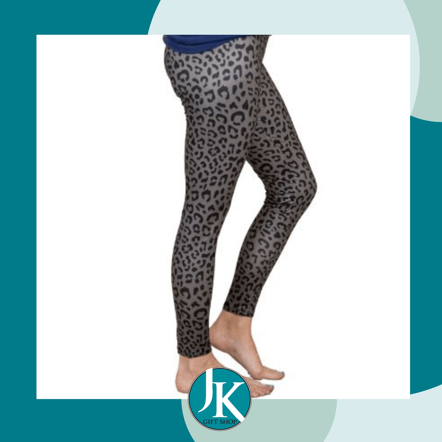 XL-2XL Grey Leopard Print Leggings