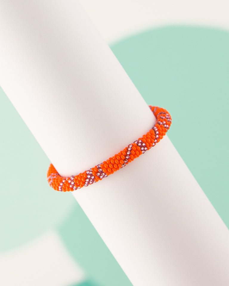 Pink and Orange Beaded Stackable Bracelet